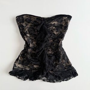 Vintage lace ruffle tube top